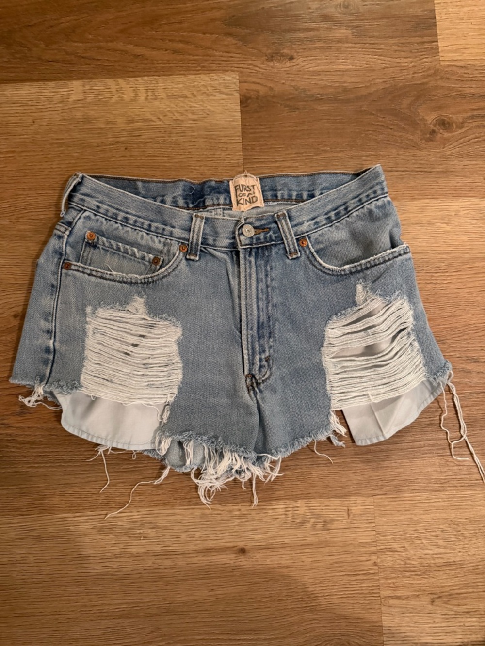 Furst of a Kind Light Blue Distressed Denim Shorts